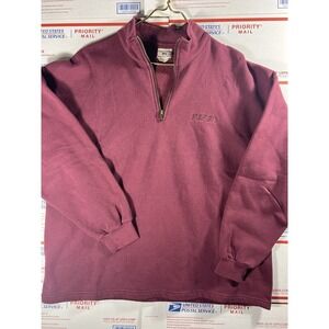 VINTAGE Lee Heavyweight Sweatshirt Men XL Burgundy PEPSI 1/4 Quarter Zip 90s